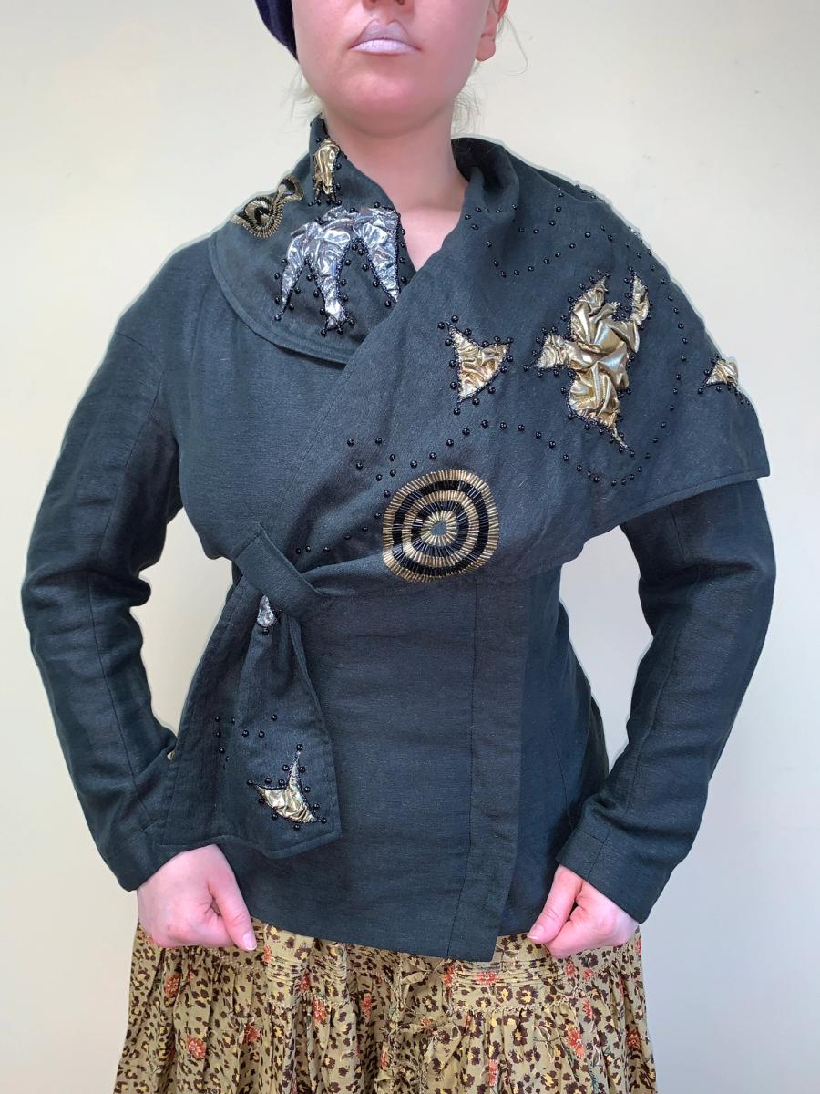 Kansai Yamamoto Asymmetrical Jacket with Bird Embellishment product image