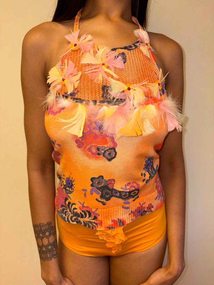 Vintage Christian Lacroix Feather Knit Top product image