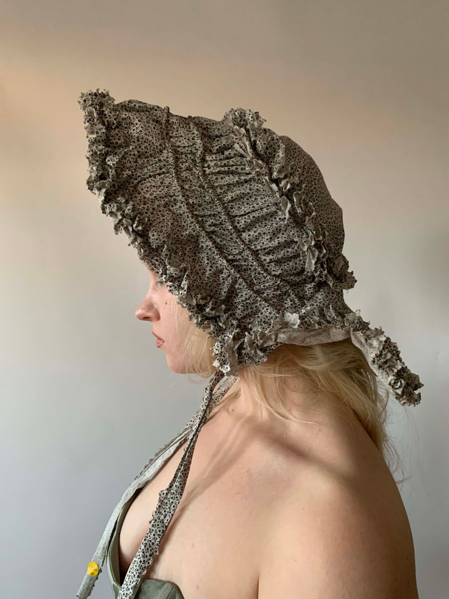 1800s Calico French Calash Bonnet product image