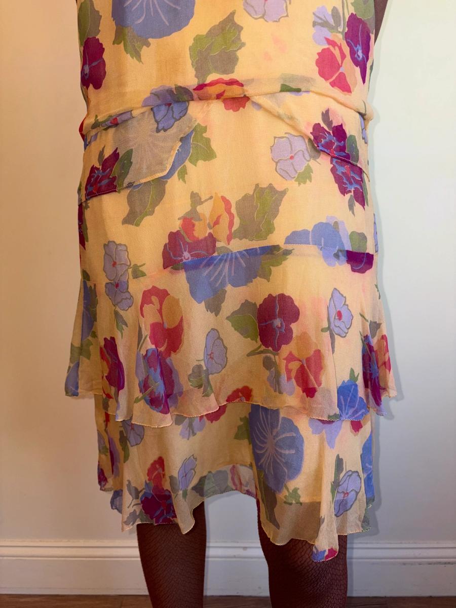 French Late 1920s- 1930s Floral Chiffon Dress  product image