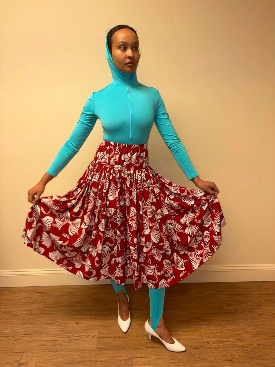 80s Norma Kamali Red Bow Skirt product image