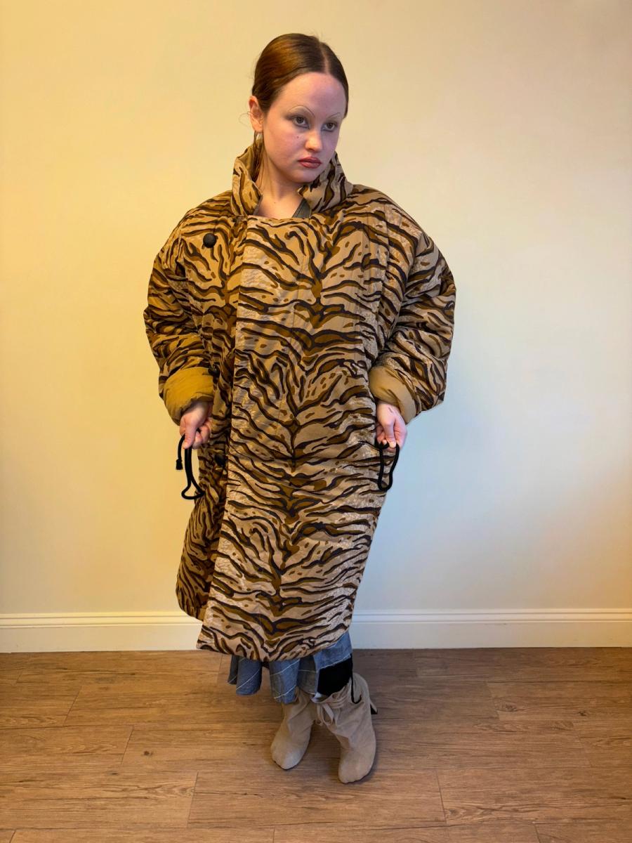 90s Norma Kamali Tiger Print Sleeping Bag Coat product image
