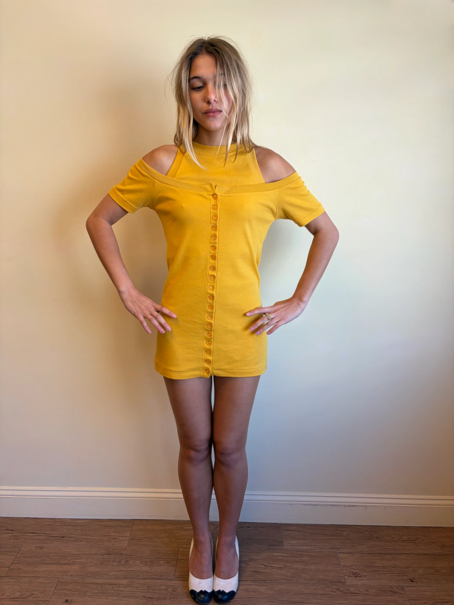 80s Norma Kamali Double Layered Sweat Mini Dress product image