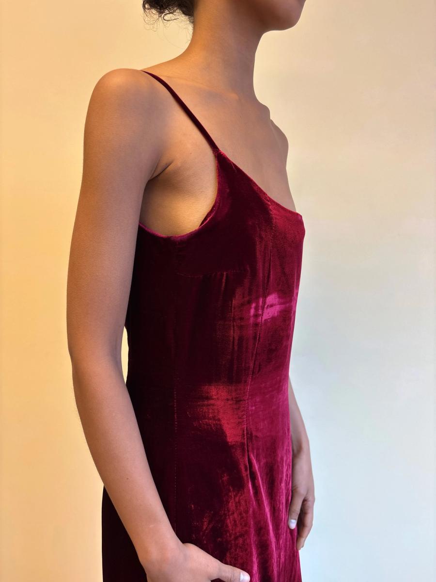 90s Laetitia Hecht Red Velvet Cobweb Gown product image