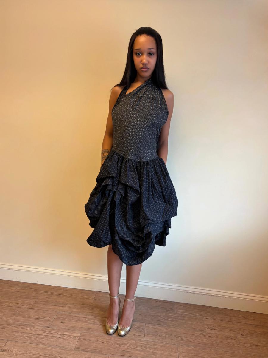 80s Popy Moreni Asymmetrical Ruched Dress product image