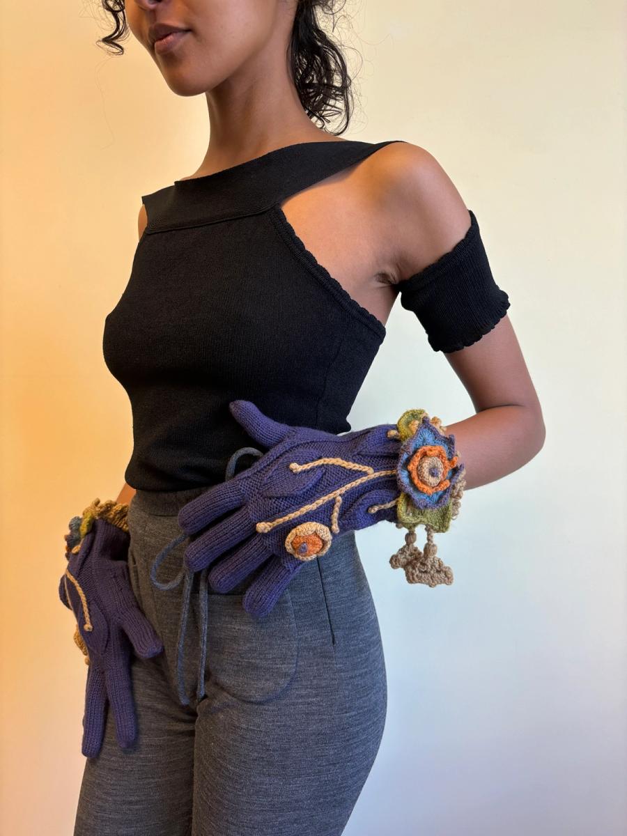 Vivienne Westwood 'On Liberty' Gloves with Crocheted Dimensional Flowers product image