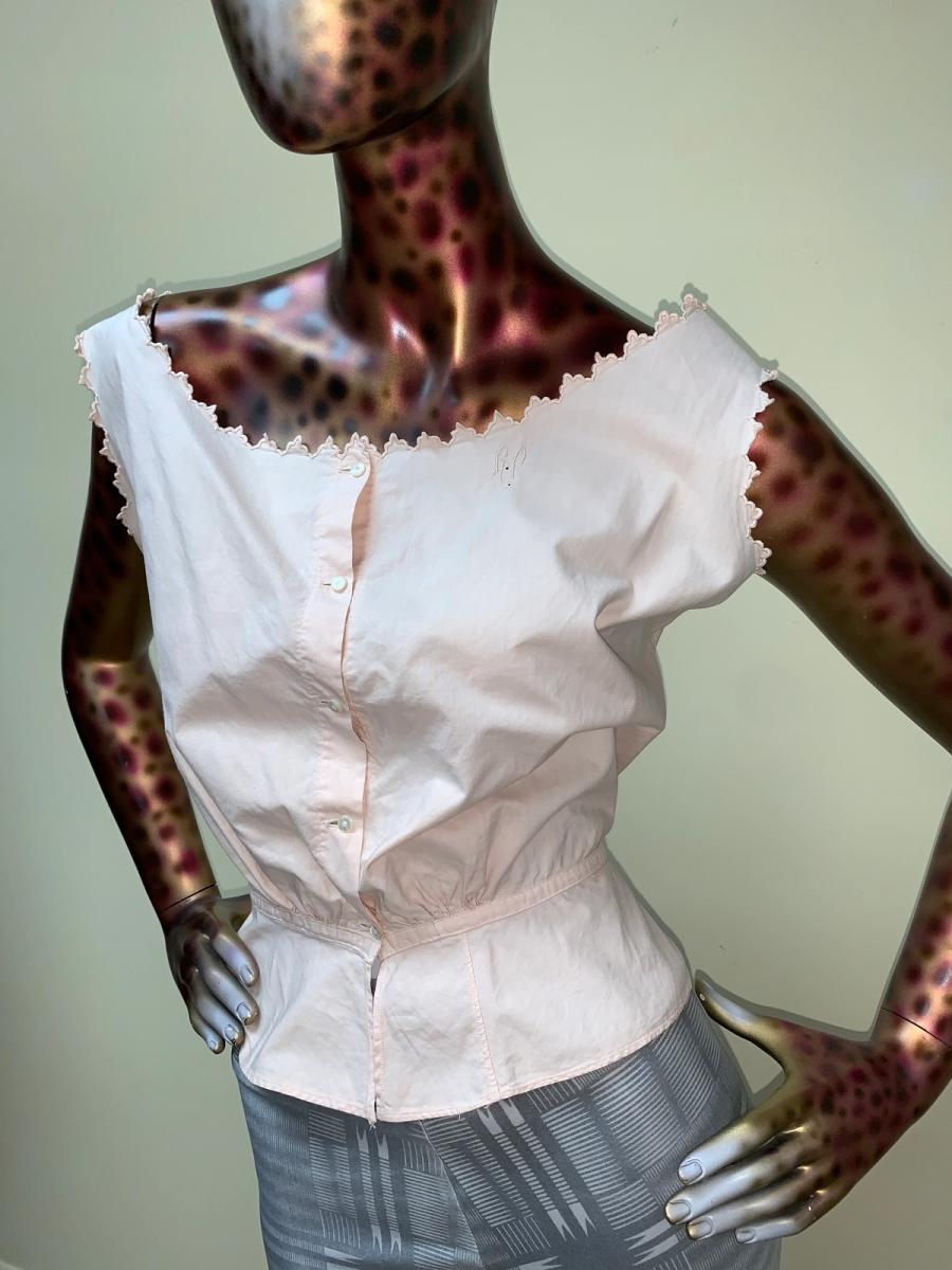 Antique Embroidered Pink Cotton Corset Cover product image