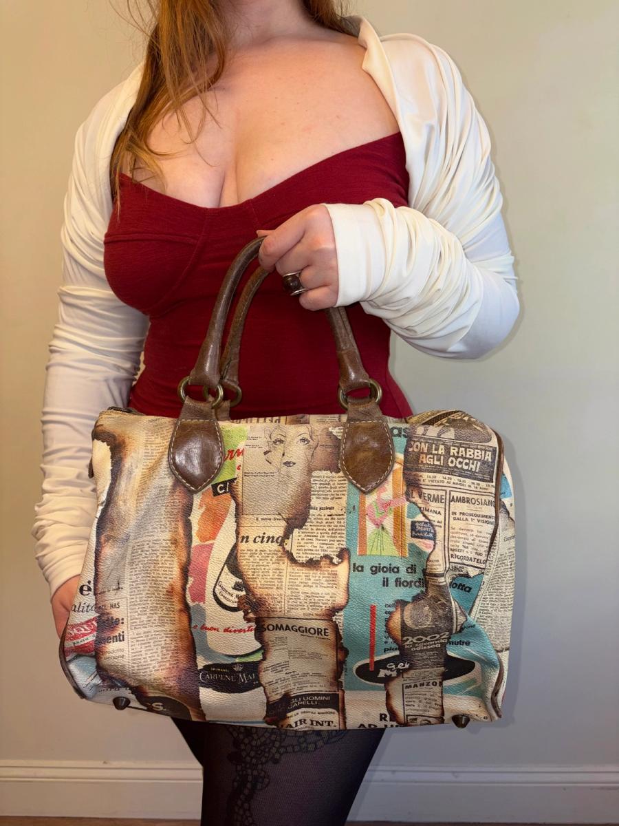 Singed Italian Newsprint Bag product image