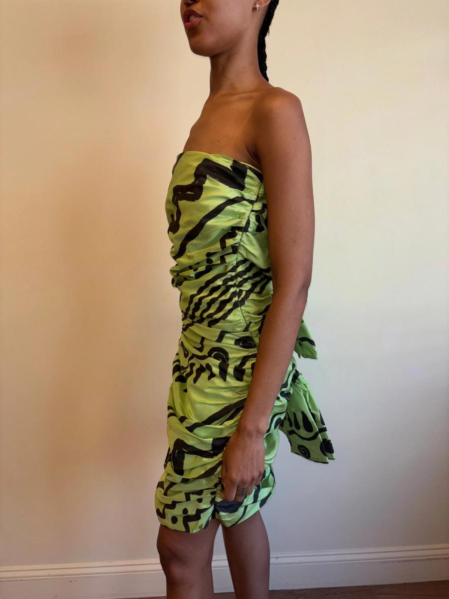 80s Angelo Tarlazzi Abstract Dress with Raffia product image