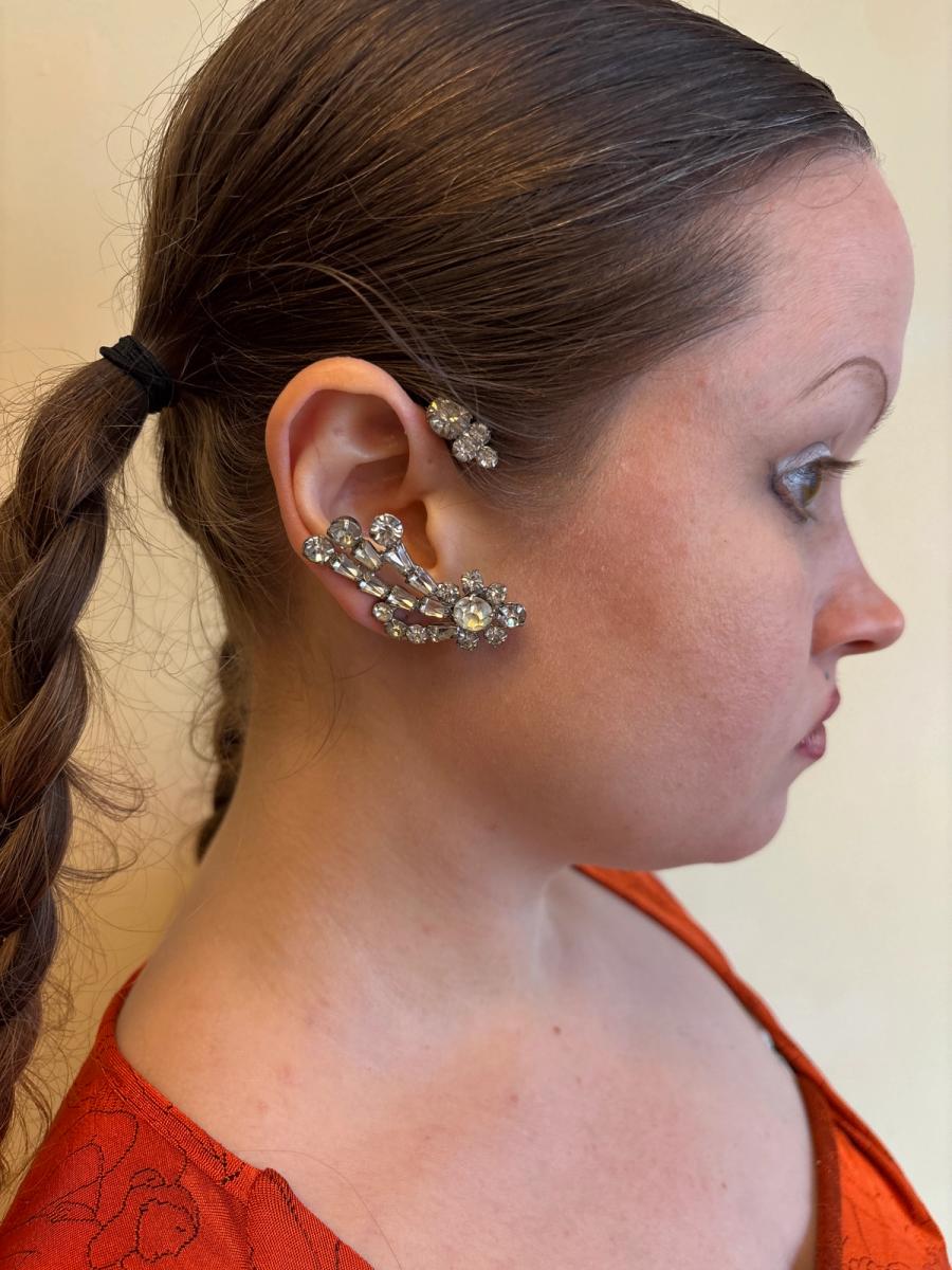 40s or 50s Rhinestone Ear Cuffs product image