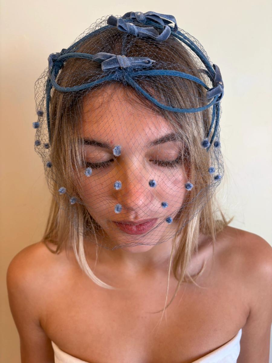1950s Velvet Dot Net Headpiece product image