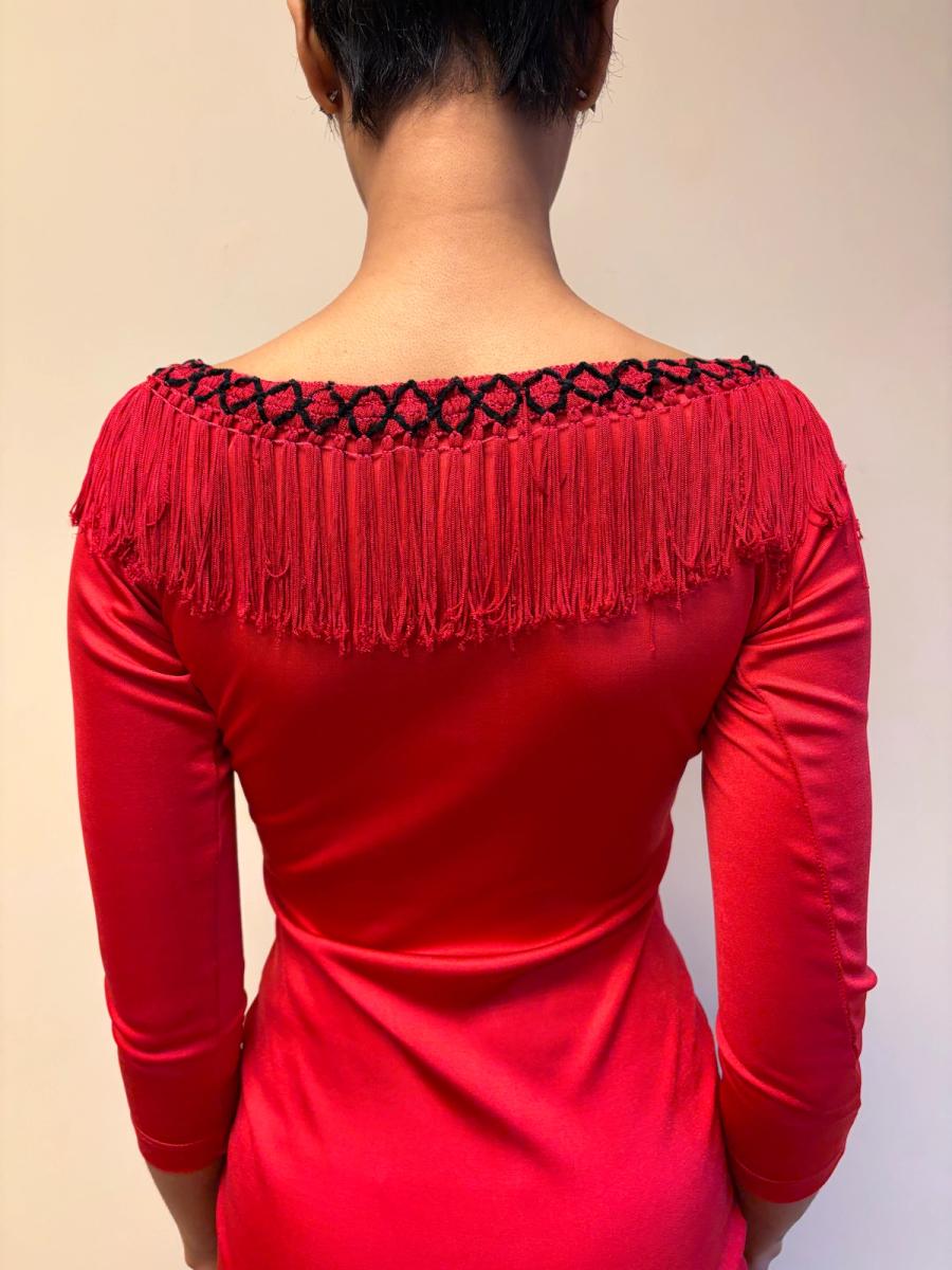 90s Chantal Thomass Red Fringe Dress product image