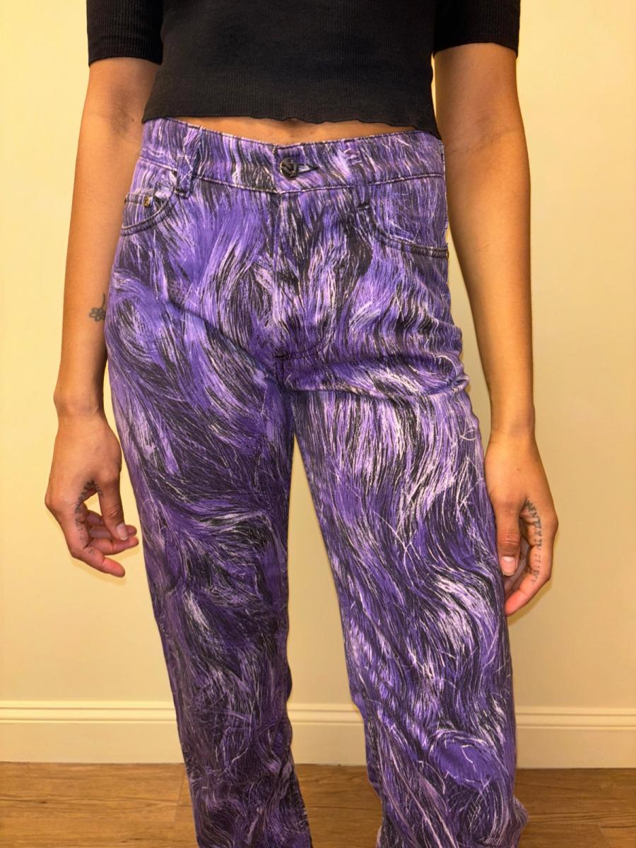 90s Vivienne Westwood Purple Hair Print Jeans product image