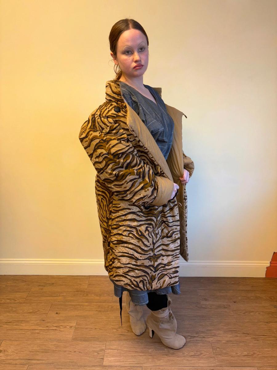 90s Norma Kamali Tiger Print Sleeping Bag Coat product image