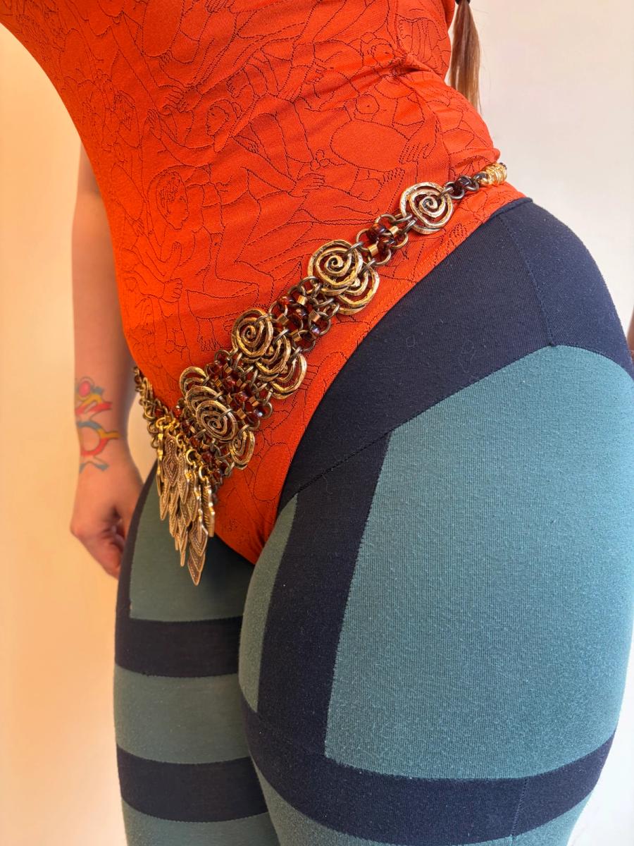 1980s French Arrow & Spirals Chainmail Belt  product image