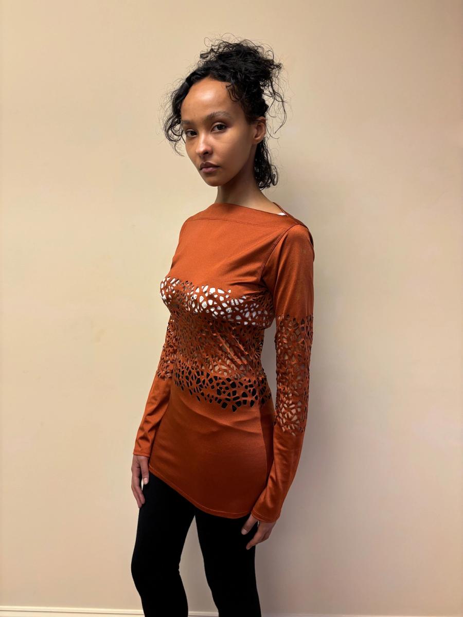 90s Jean-Paul Gaultier Orange Lasercut Top product image