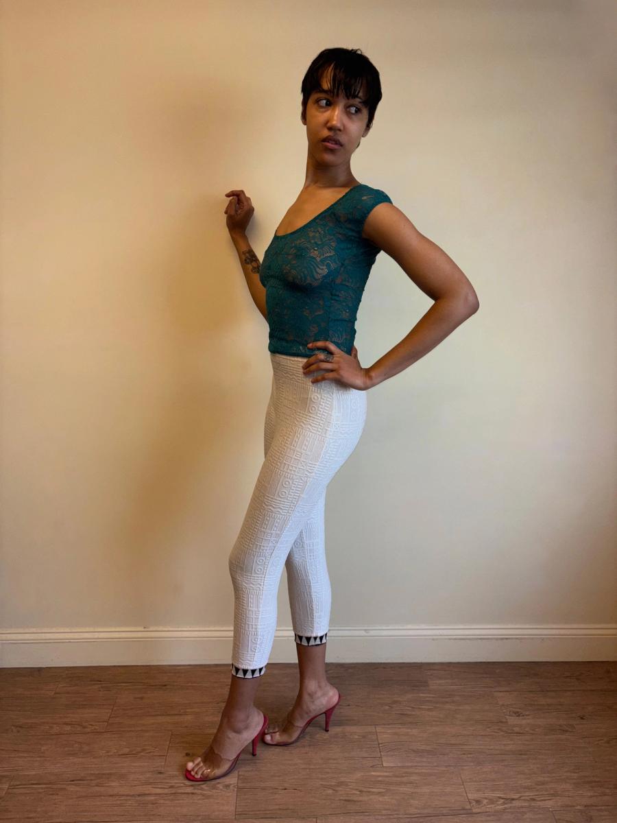 90s Ozbek Textured Print Leggings product image