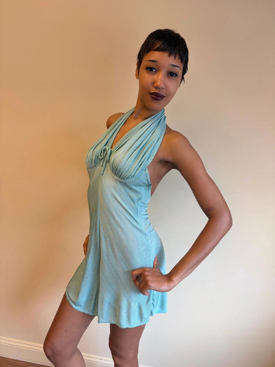 Vintage Chantal Thomass Aqua Halter Romper product image