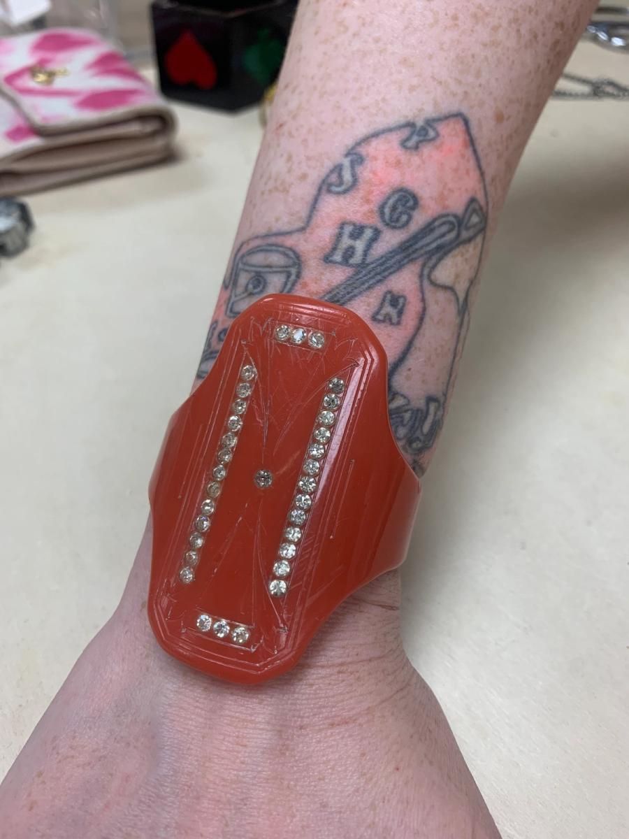 1920s Dramatic Dark Orange Early Plastic Cuff product image