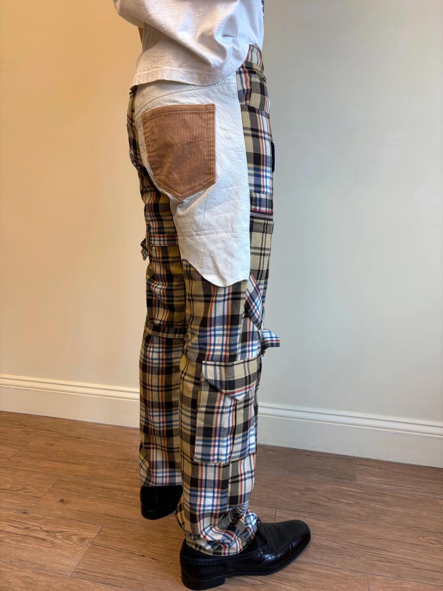 Milkboy Leather Patchwork Plaid Pants product image