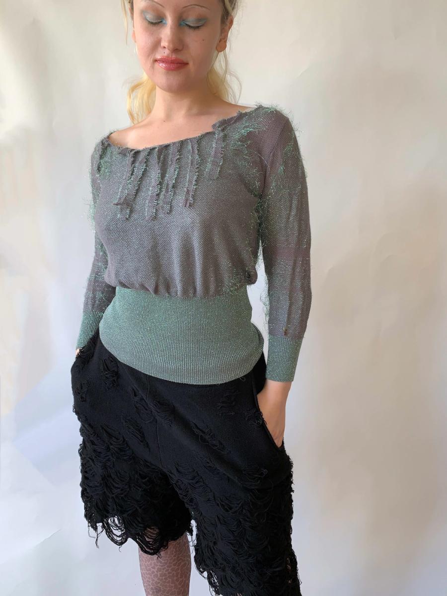 Vivienne Westwood Shredded Irregular Lurex Sweater