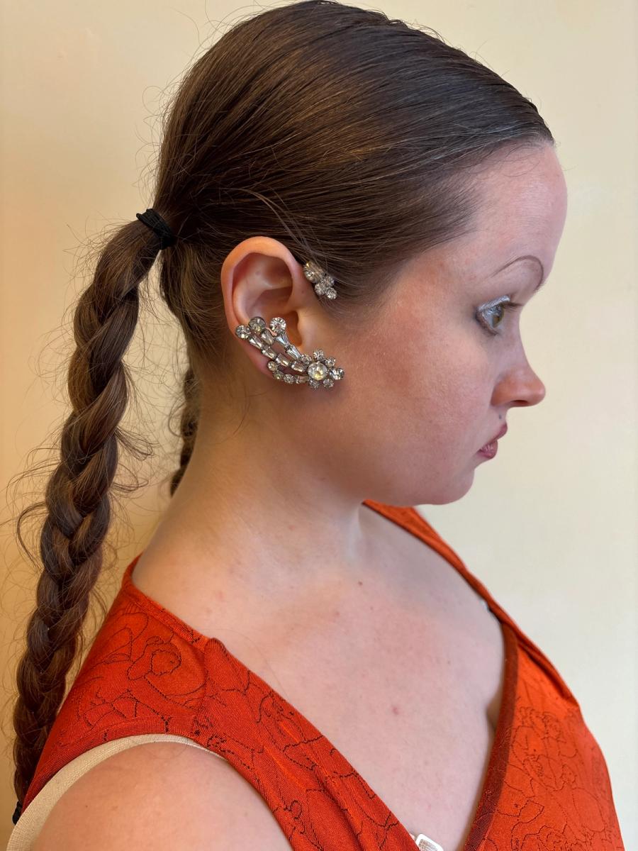 40s or 50s Rhinestone Ear Cuffs product image