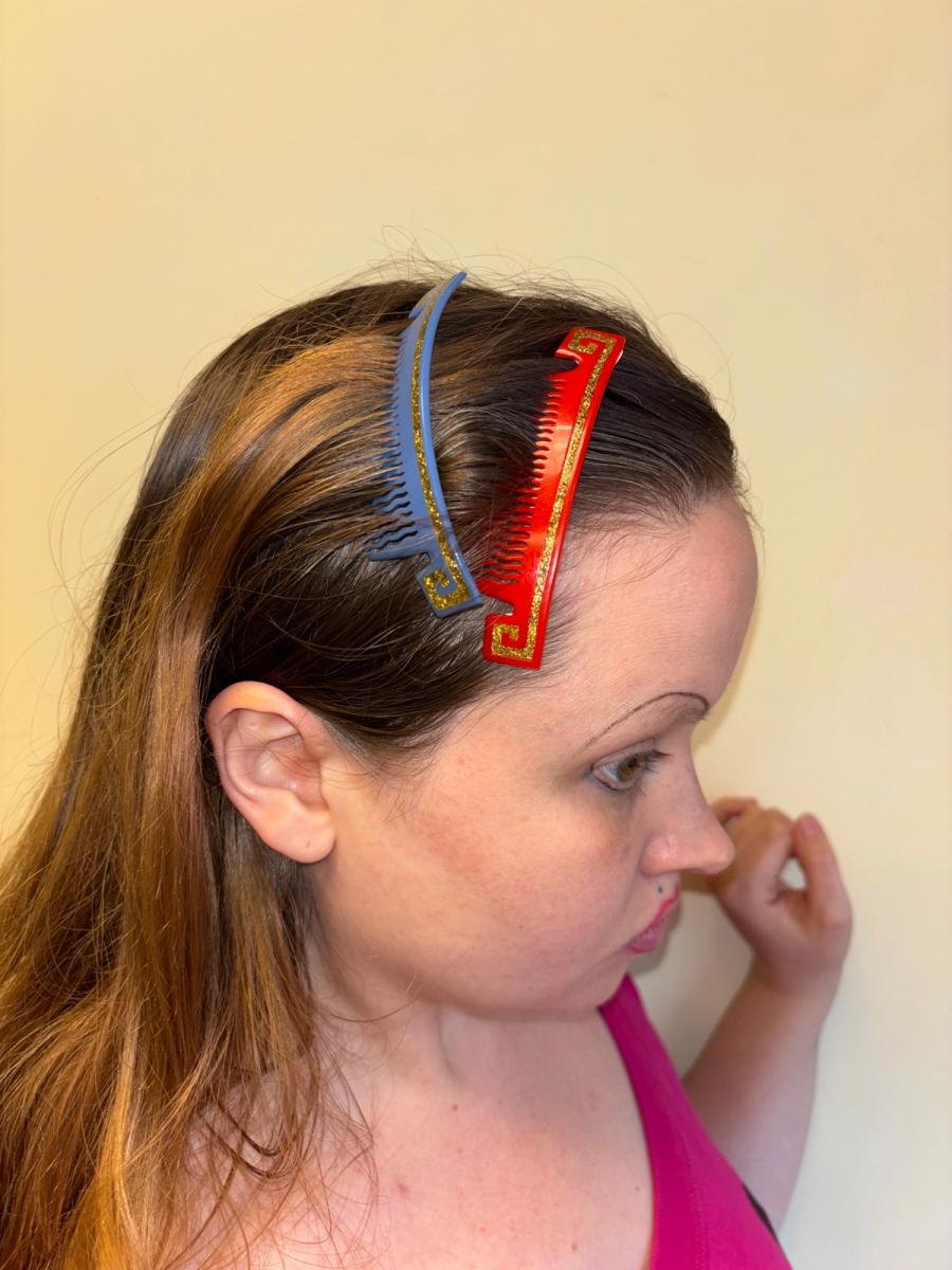 1940s French Greek Key Hair Combs product image