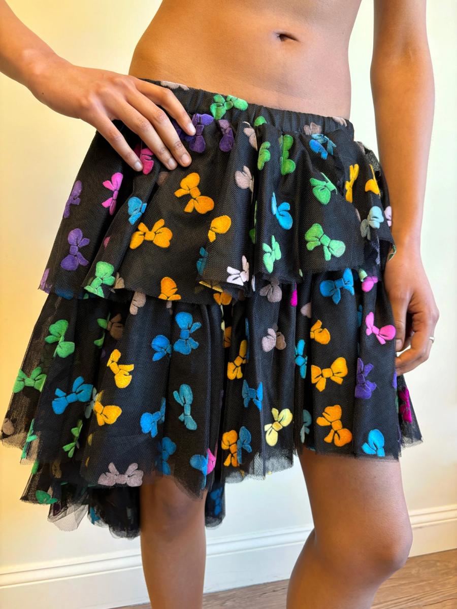 80s Yvan & Marzia Flocked Bow Skirt product image