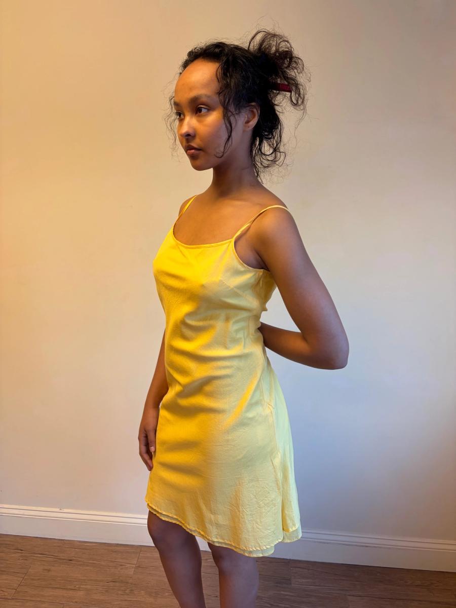 Vintage Norma Kamali Yellow Voile Bias Slip product image