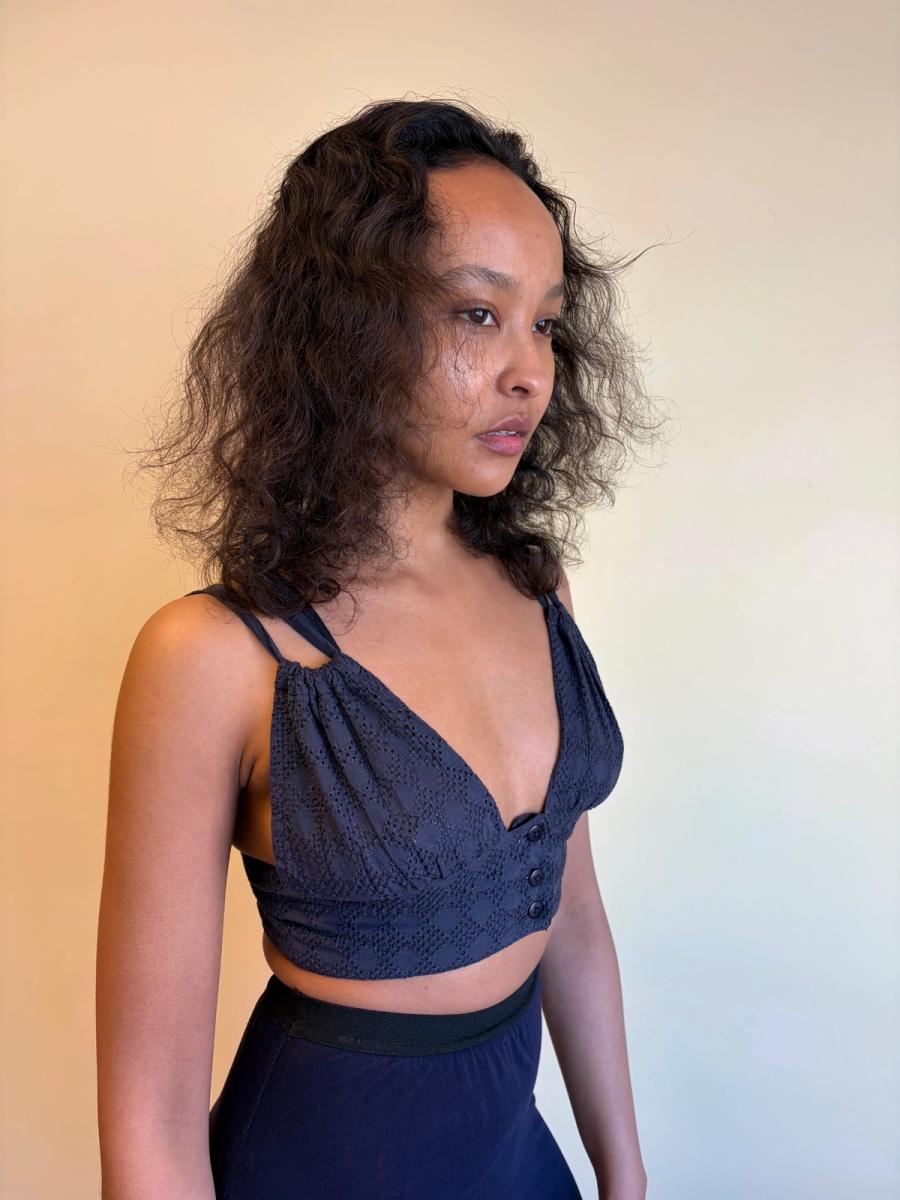 Vintage Romeo Gigli Purple Eyelet Top product image