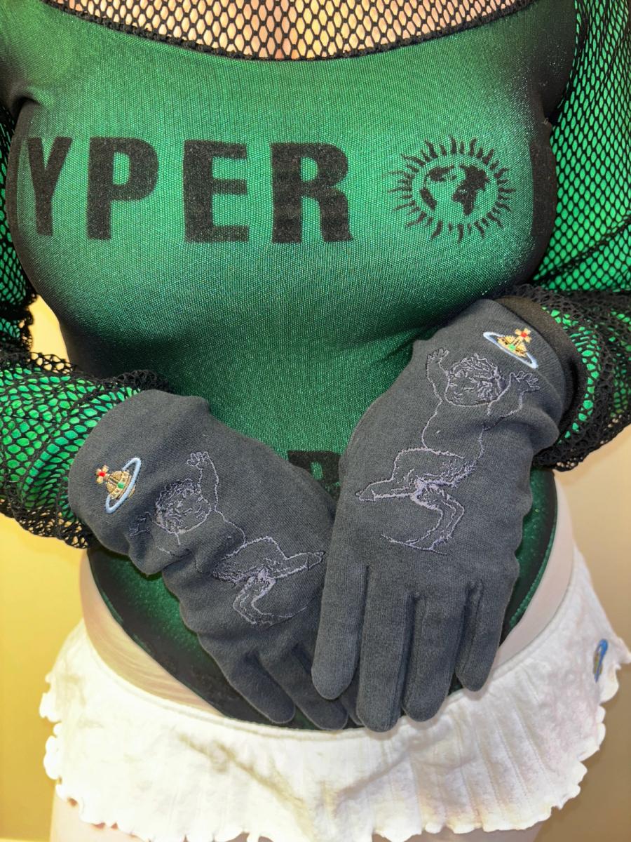 90s Vivienne Westwood Black Velvet Baby Satyr Gloves product image