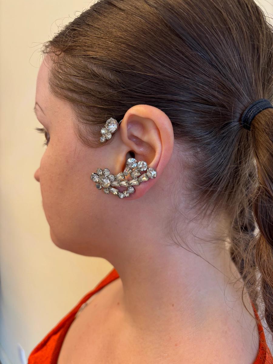 40s or 50s Rhinestone Ear Cuffs product image