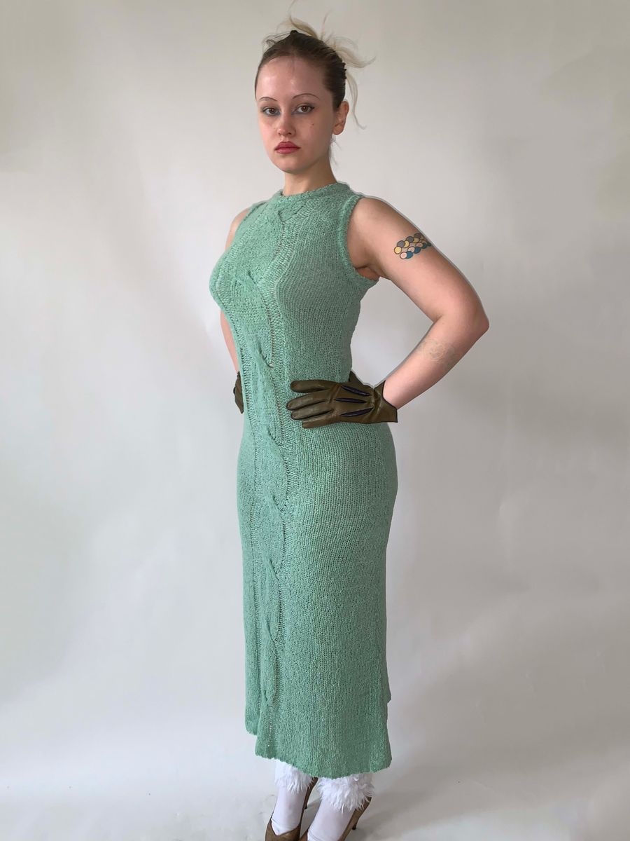 Beauty: Beast Sage Green Knit Maxi Dress product image
