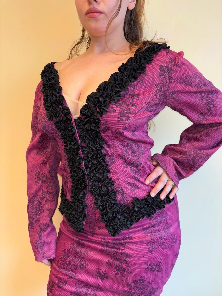 Vintage Chantal Thomass Hot Pink Lace Print Suit product image