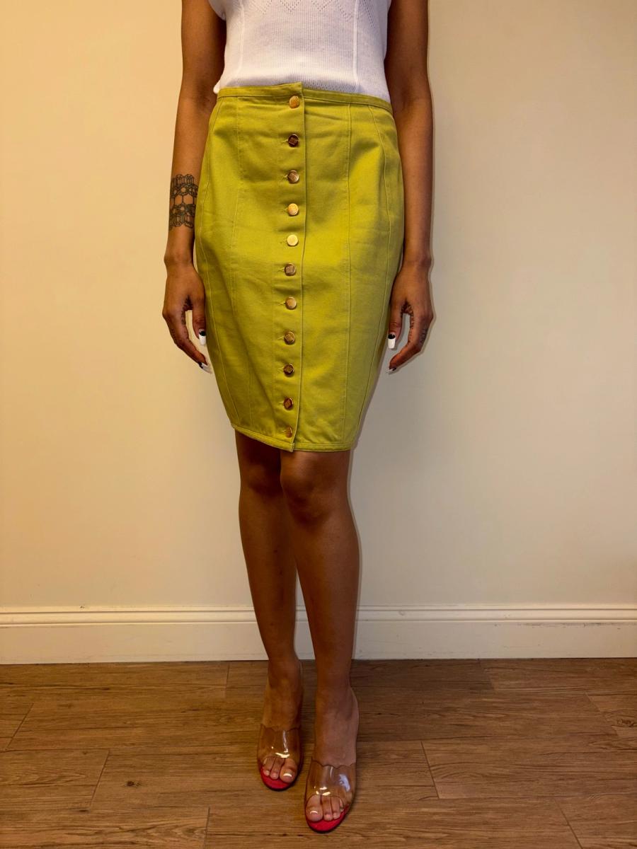 80s Junior Gaultier Green Lace Up Skirt product image