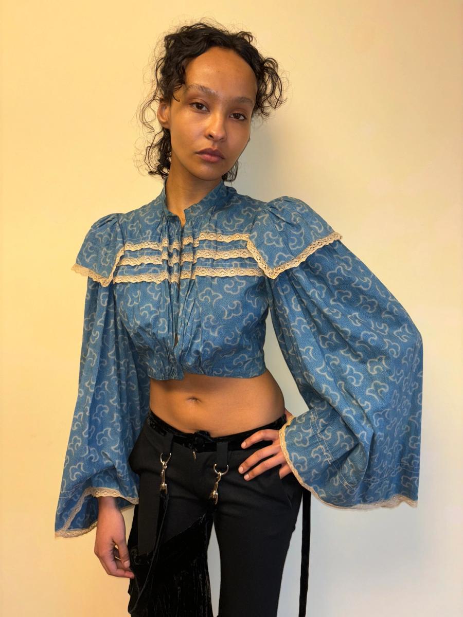 1860s Rare Bell Sleeve French Calico Bodice product image