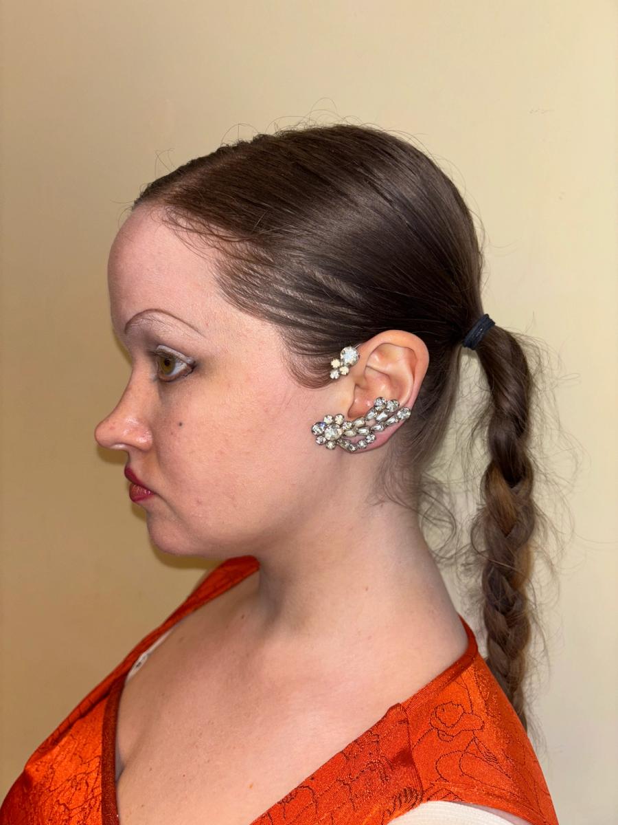 40s or 50s Rhinestone Ear Cuffs product image