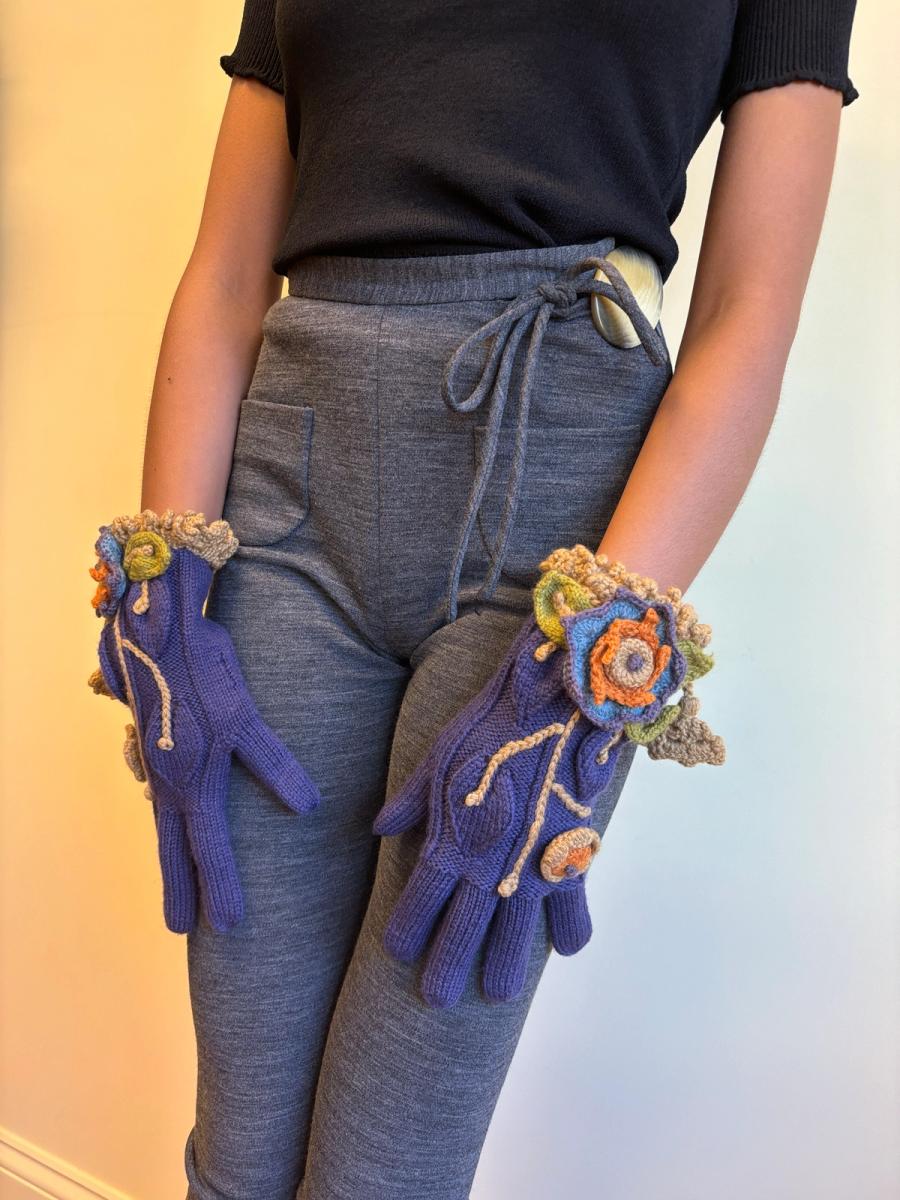 Vivienne Westwood 'On Liberty' Gloves with Crocheted Dimensional Flowers