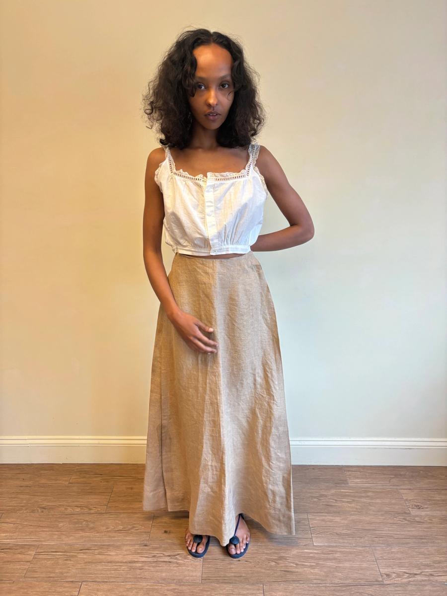 Edwardian Buff Linen Travel Skirt product image