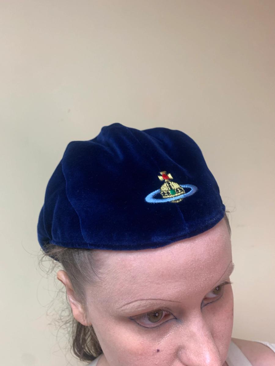 90s Vivienne Westwood Royal Blue Velvet Orb Cap  product image