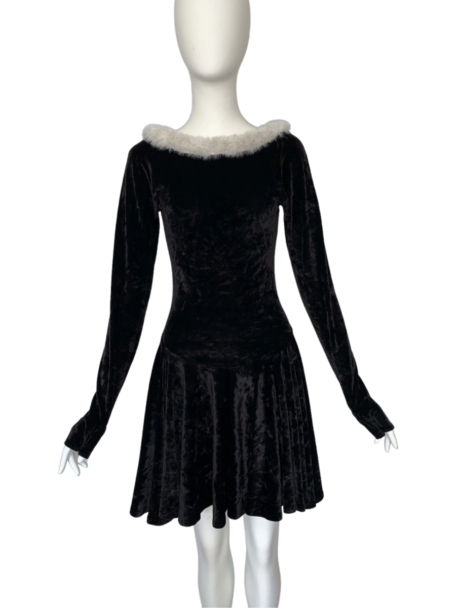 90s Norma Kamali Gloved Velvet Dress