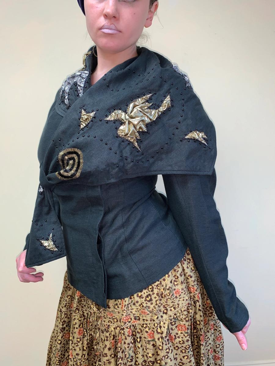 Kansai Yamamoto Asymmetrical Jacket with Bird Embellishment product image