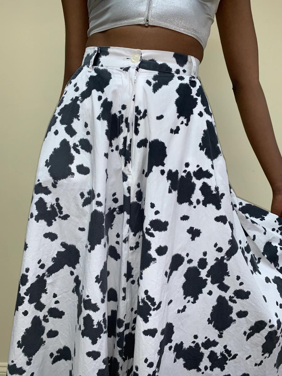 80s Norma Kamali Cow Print Skirt product image