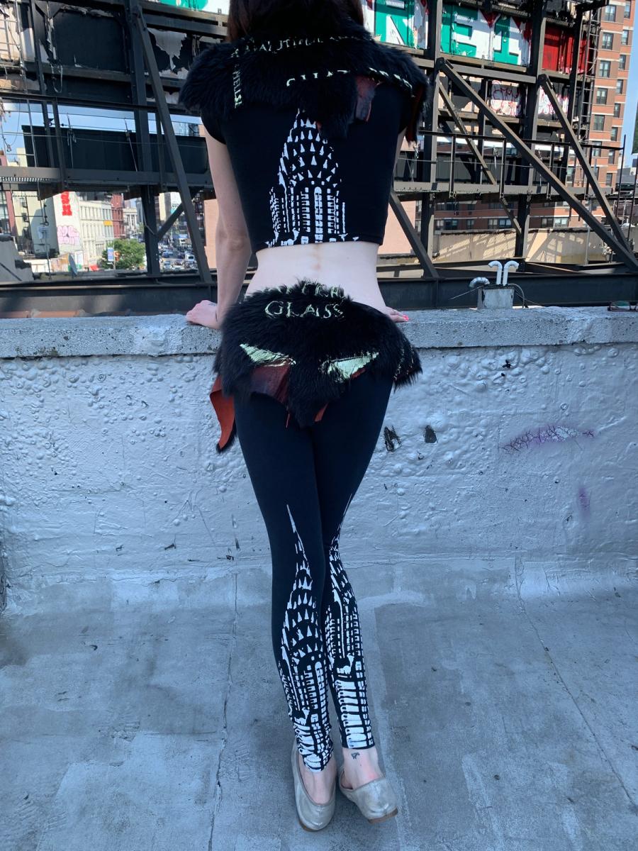 Rat & Chrysler Building Black Leggings with Fur product image