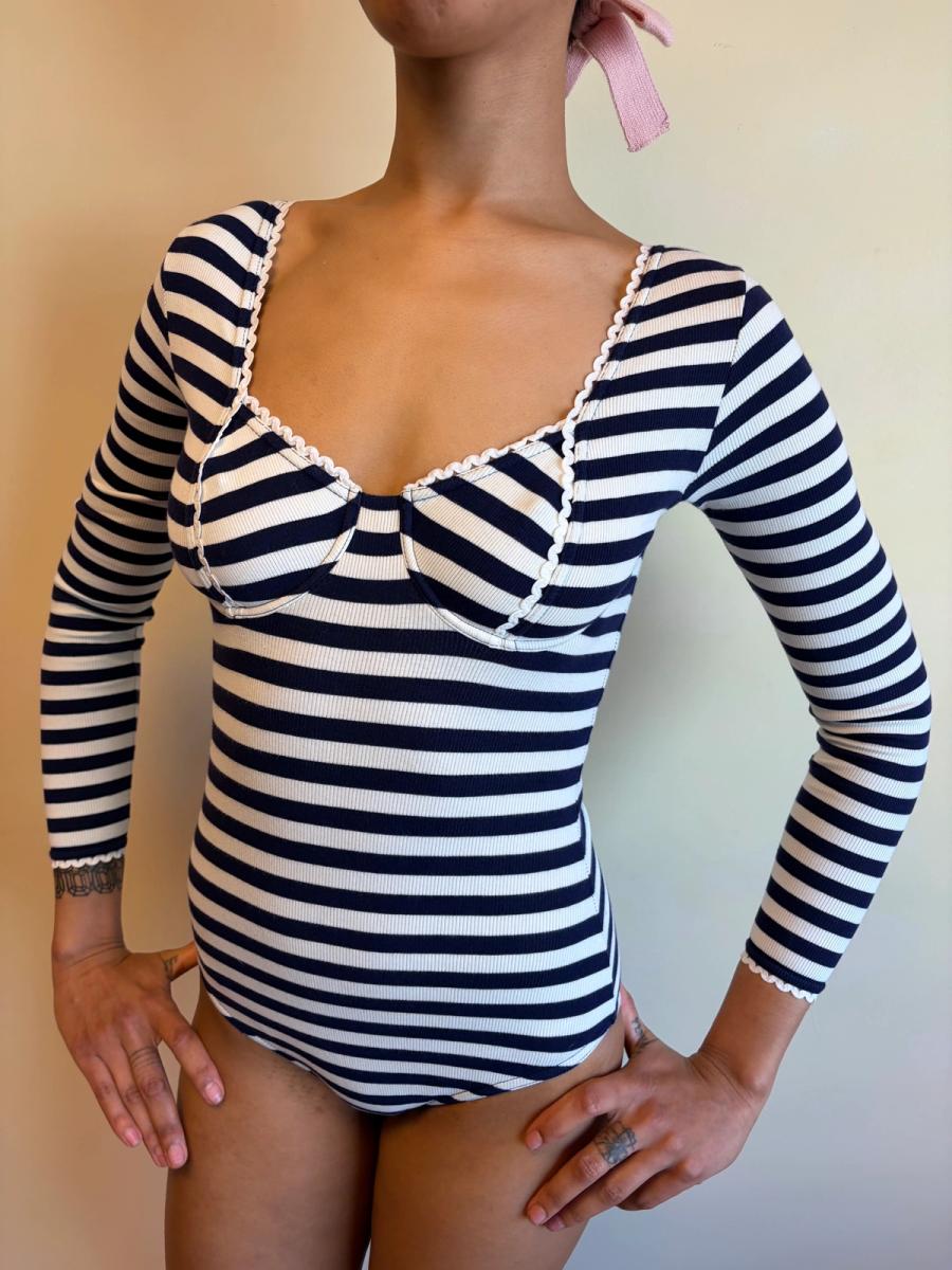 Vintage Chantal Thomass Striped Bustier Leotard product image