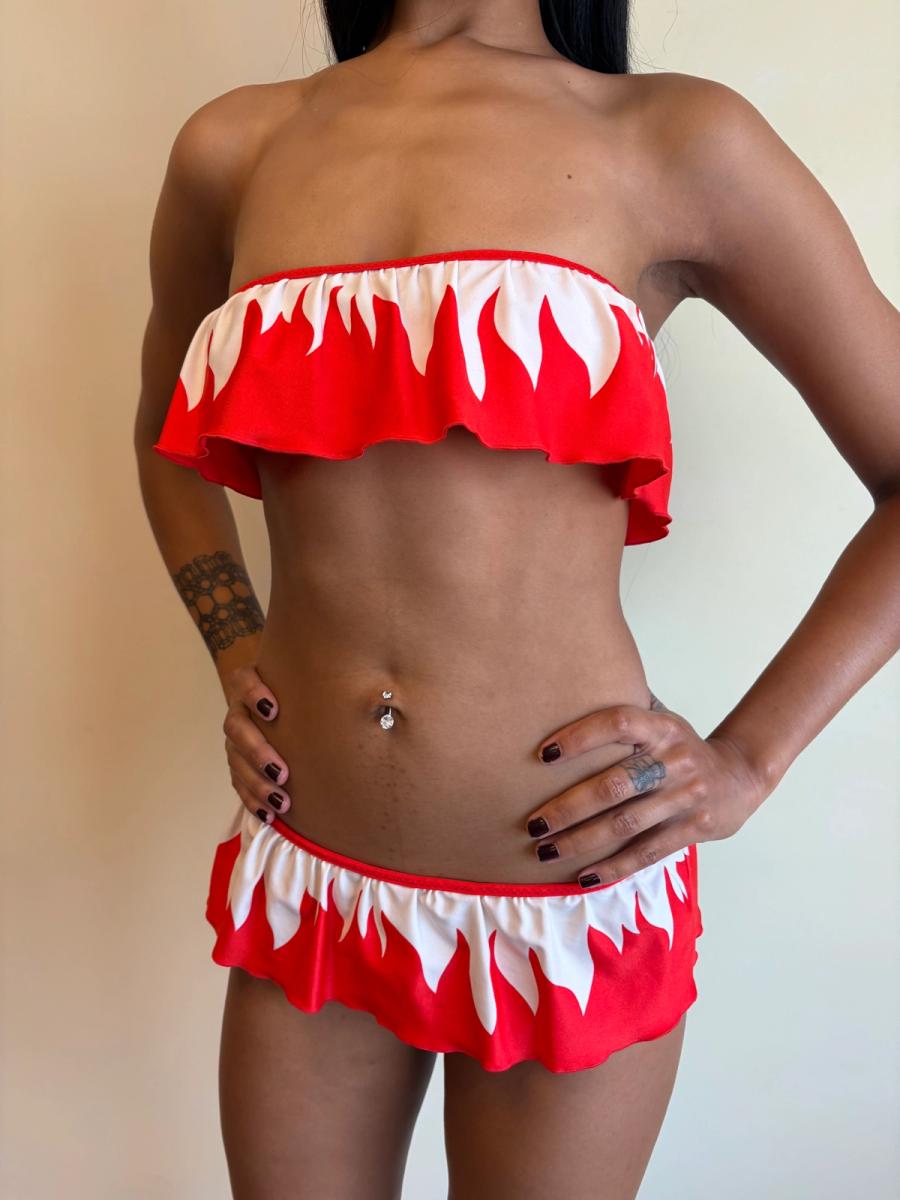Vintage YSL Flame Bandeau Bikini product image