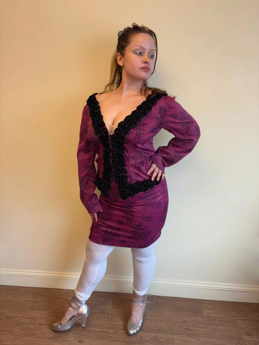 Vintage Chantal Thomass Hot Pink Lace Print Suit product image