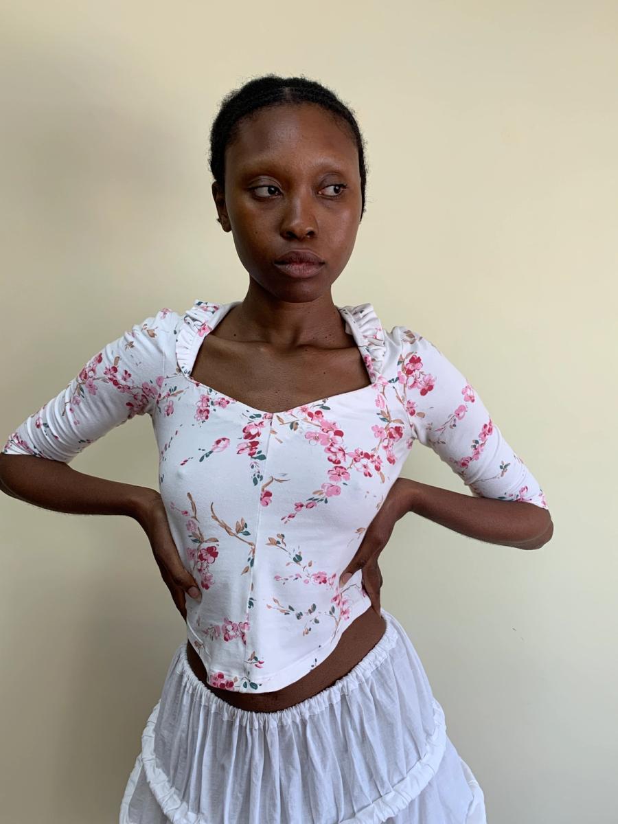 90s Vivienne Westwood Ruffle Cherry Blossom Top product image