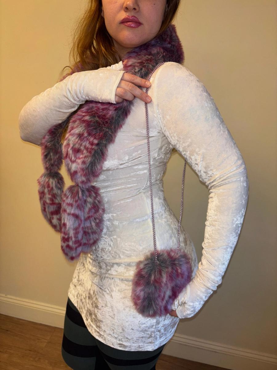 MILK Pink Faux Fur Scarf and Matching Purse product image