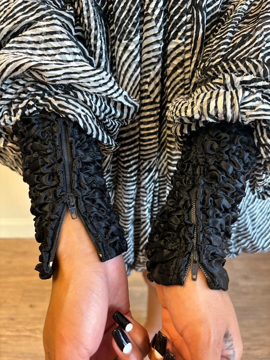 80s Claude Petin Striped Silk Dress product image